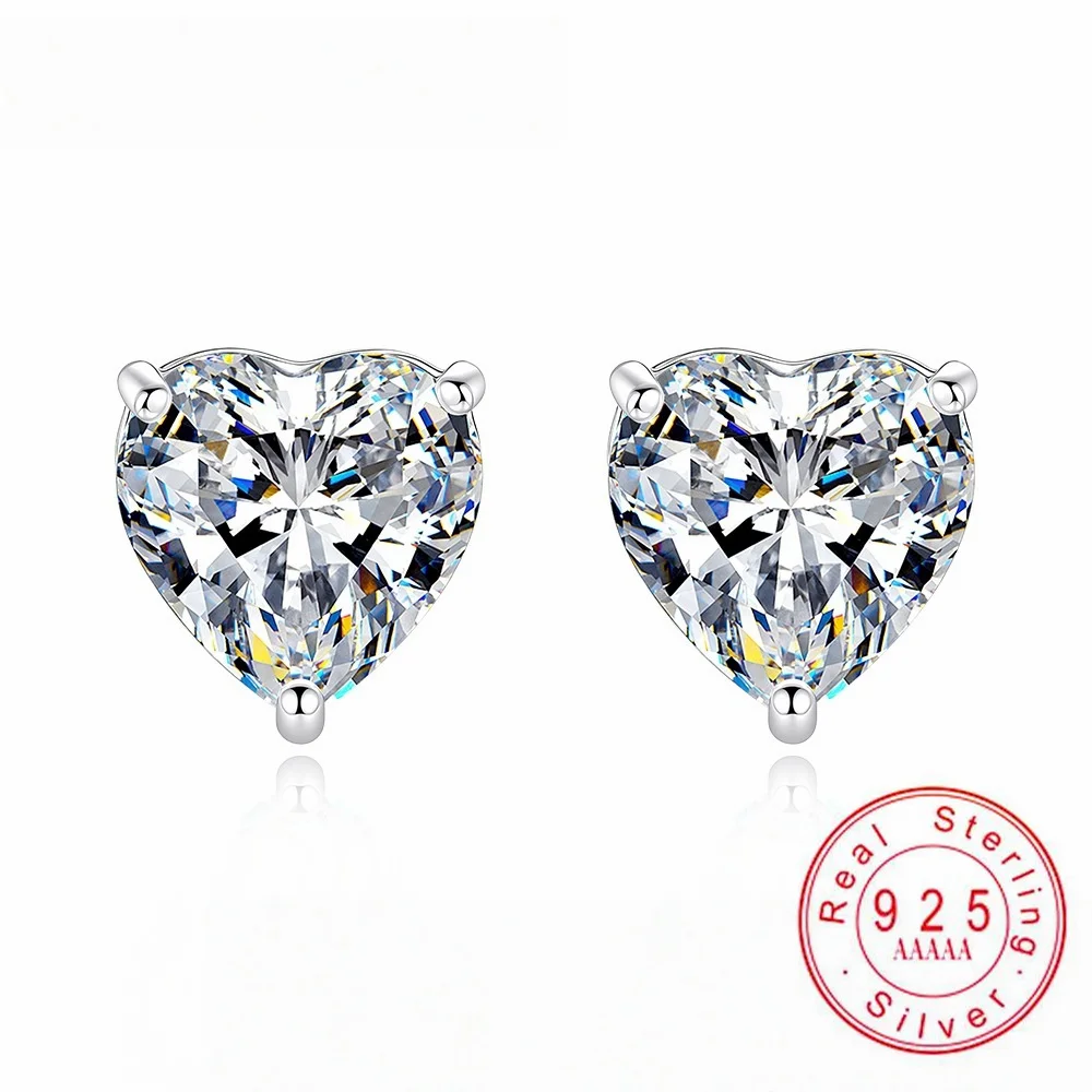 S925 Sterling Silver Heart Cut Moissanite Stud Earrings 3-Prong Setting Brilliant Earring For Women Love Jewelry Gift
S925 Sterling Silver Heart Cut Moissanite Stud Earrings 3-Prong Setting Brilliant Earring For Women Love Jewelry Gift