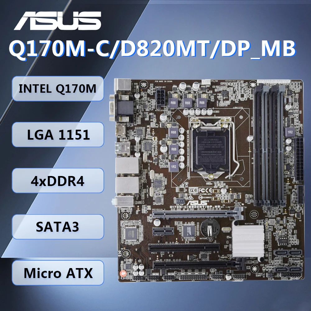 Материнская плата ASUS Q170M-C/D820MT/DP_MB mATX Intel Q170 LGA1151 DDR4 DP HDMI VGA SATA3 для 6/7th Intel Core
Материнская плата ASUS Q170M-C/D820MT/DP_MB mATX Intel Q170 LGA1151 DDR4 DP HDMI VGA SATA3 для 6/7th Intel Core