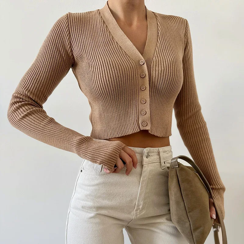 Spring and Summer New SweaterVCollar Single-Breasted Cardigan Skin-Friendly Comfortable Short Outer Wear Slim Long Sleeve Top
Spring and Summer New SweaterVCollar Single-Breasted Cardigan Skin-Friendly Comfortable Short Outer Wear Slim Long Sleeve Top