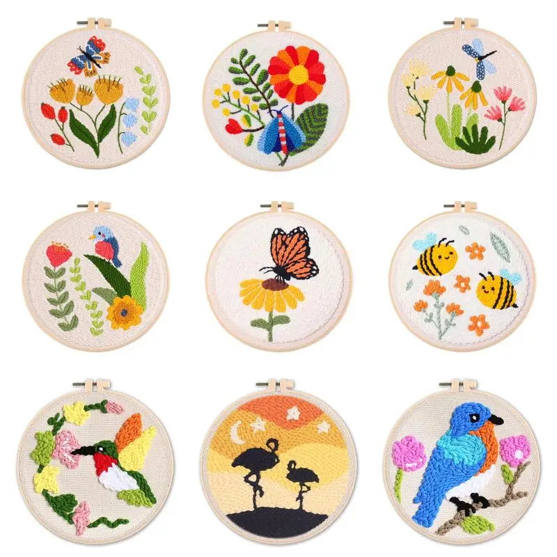 DIY Punch Needle Kits for Beginners Flower Bird with Hoop Embroidery Punch Needle Starter Craft Set Easy Festival Gift and Decor
DIY Punch Needle Kits for Beginners Flower Bird with Hoop Embroidery Punch Needle Starter Craft Set Easy Festival Gift and Decor