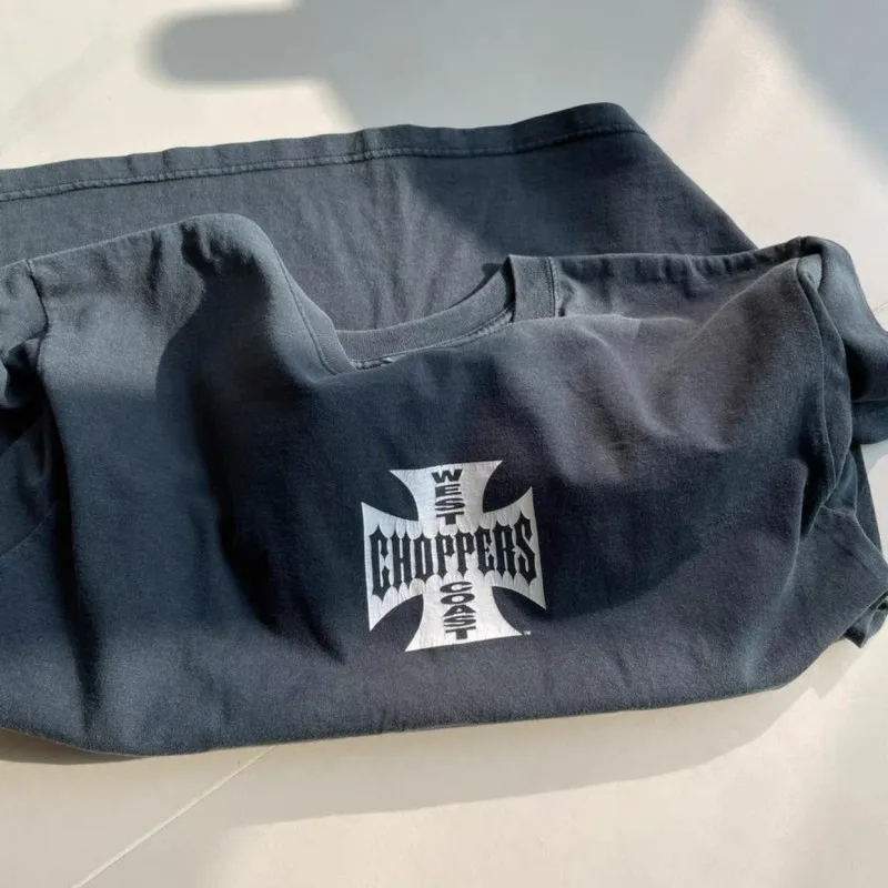 Летние американские футболки в стиле хип-хоп West Coast Choppers, классические футболки с принтом в виде креста и санскрита, топы с круглым вырезом и короткими рукавами, мужские и женские футболки
Летние американские футболки в стиле хип-хоп West Coast Choppers, классические футболки с принтом в виде креста и санскрита, топы с круглым вырезом и короткими рукавами, мужские и женские футболки