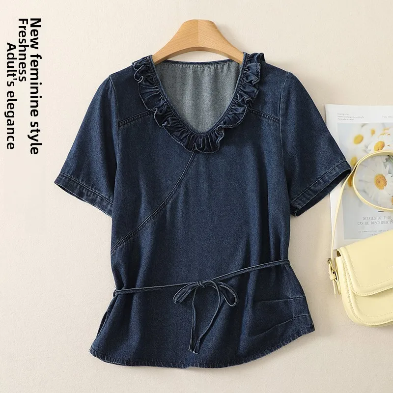 plus Size Women's Summer Casual Denim Short Sleeve T-Shirt Fashionable Belly Covering Base Shirt Commute Style Artistic Strai...
plus Size Women's Summer Casual Denim Short Sleeve T-Shirt Fashionable Belly Covering Base Shirt Commute Style Artistic Strai...