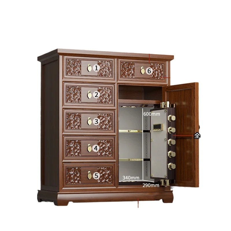 Solid wood six-bucket invisible anti-theft safe retro storage new Chinese drawer cabinet fingerprint password
Solid wood six-bucket invisible anti-theft safe retro storage new Chinese drawer cabinet fingerprint password
