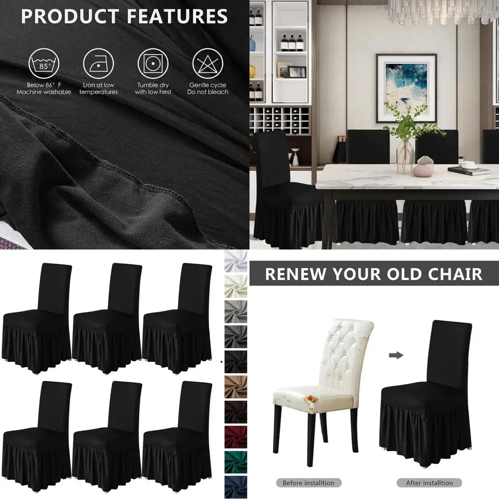 Stretch Chair Slipcovers Set of 6 with Skirt, Spill-Resistant, Washable Fabric for Dining Room Chairs, Ideal for Weddings, Banqu
Stretch Chair Slipcovers Set of 6 with Skirt, Spill-Resistant, Washable Fabric for Dining Room Chairs, Ideal for Weddings, Banqu