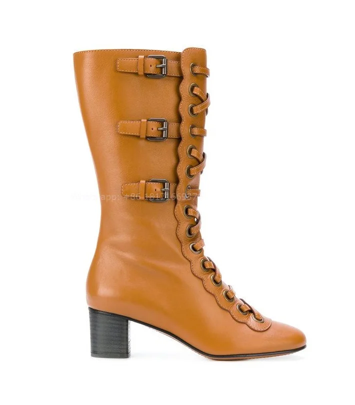 Mid-calf Strappy Chunky High Heel Boots Women Round Toe Buckle Leather Design Boots Gladiator 2024 Fashion Lady Shoes
Mid-calf Strappy Chunky High Heel Boots Women Round Toe Buckle Leather Design Boots Gladiator 2024 Fashion Lady Shoes