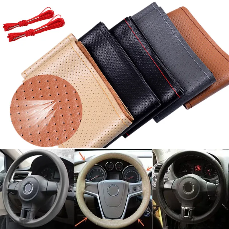 Soft Leather Steering Wheel Cover for Car Steering Wheel Braiding 38CM DIY Anti-Slip Leather Steering Wheel Protector Auto
Soft Leather Steering Wheel Cover for Car Steering Wheel Braiding 38CM DIY Anti-Slip Leather Steering Wheel Protector Auto