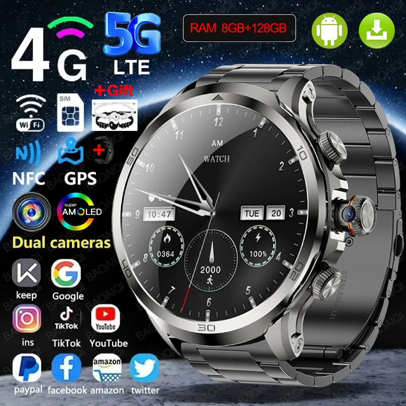 5G/4G GPS Smart Watch 1.95 inch 720*720 AMOLED Screen 8GB+128GB RAM 900W Camera WIFI Google APPS Download Android 9.0 Smartwatch
5G/4G GPS Smart Watch 1.95 inch 720*720 AMOLED Screen 8GB+128GB RAM 900W Camera WIFI Google APPS Download Android 9.0 Smartwatch
