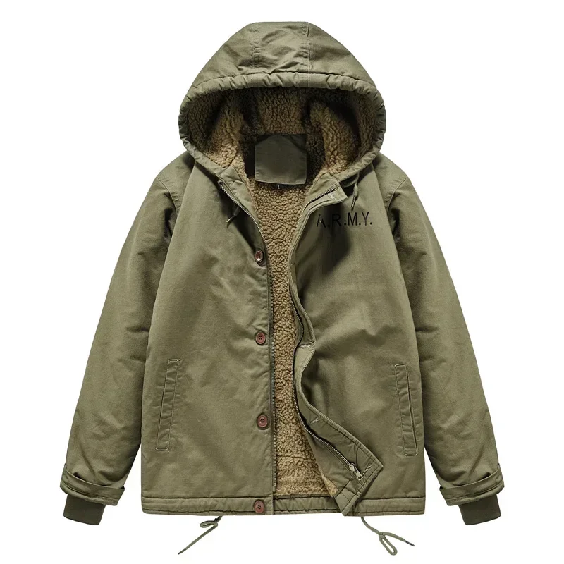 Retro Thickened Military Cotton Padded Mens Jacket Autumn Winter Long Sleeve Hooded Coat Zipper Outerwear Male Tops Size 5XL
Retro Thickened Military Cotton Padded Mens Jacket Autumn Winter Long Sleeve Hooded Coat Zipper Outerwear Male Tops Size 5XL