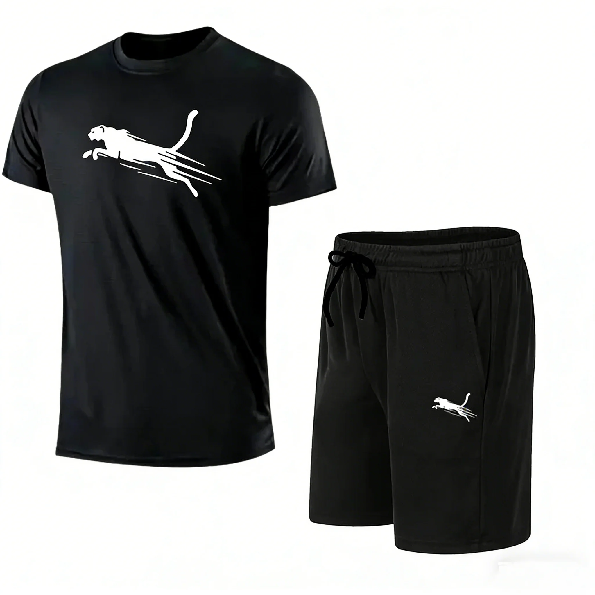 2026 Summer Men's Running Set Cheetah Printed Top Casual T-shirt+Shorts Two Piece Set Slow Running Breathable Quick Drying
2026 Summer Men's Running Set Cheetah Printed Top Casual T-shirt+Shorts Two Piece Set Slow Running Breathable Quick Drying