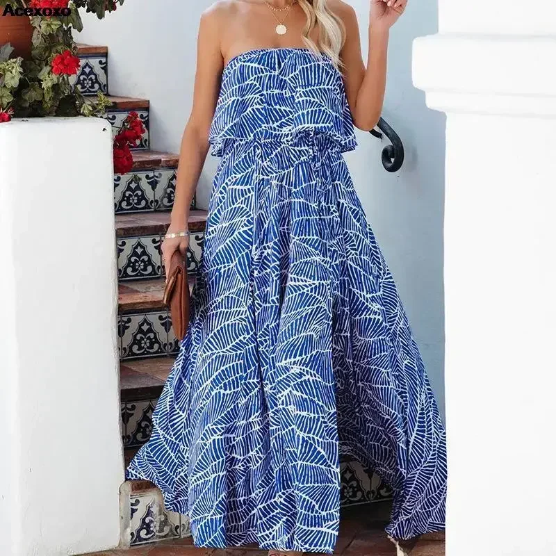 2023 summer new women's fashion casual holiday blue plain temperament elegant strapless ruffled print dress
2023 summer new women's fashion casual holiday blue plain temperament elegant strapless ruffled print dress
