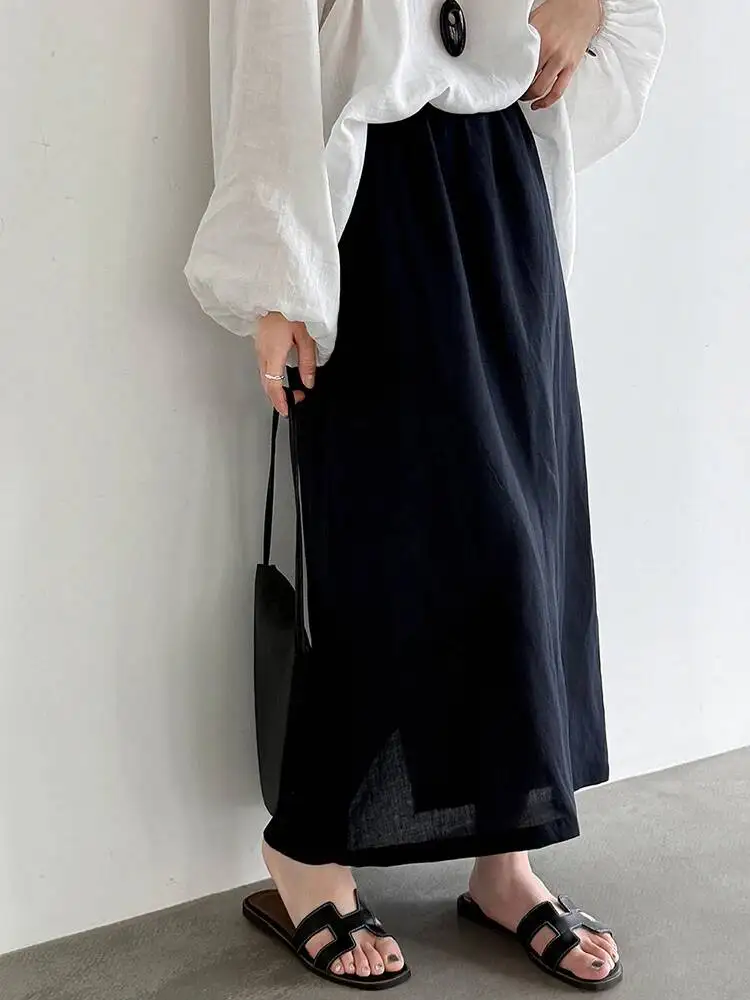 High Elastic Waist Navy Blue Thin Linen Back Slit A-line Half-body Skirt Women Fashion Tide New Spring Autumn
High Elastic Waist Navy Blue Thin Linen Back Slit A-line Half-body Skirt Women Fashion Tide New Spring Autumn