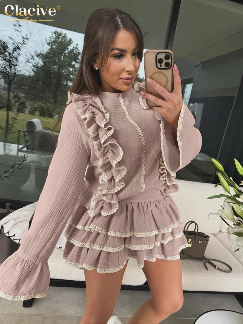 Clacive Fashion Loose Pink Cotton Women's 2-Piece Sets Elegant Long Sleeve Shirt With High Waist Pleated Mini Skirt Set Female
Clacive Fashion Loose Pink Cotton Women's 2-Piece Sets Elegant Long Sleeve Shirt With High Waist Pleated Mini Skirt Set Female