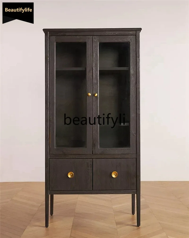 Simple double-door dining side cabinet, high cabinet integrated against the wall solid wood locker D80
Simple double-door dining side cabinet, high cabinet integrated against the wall solid wood locker D80
