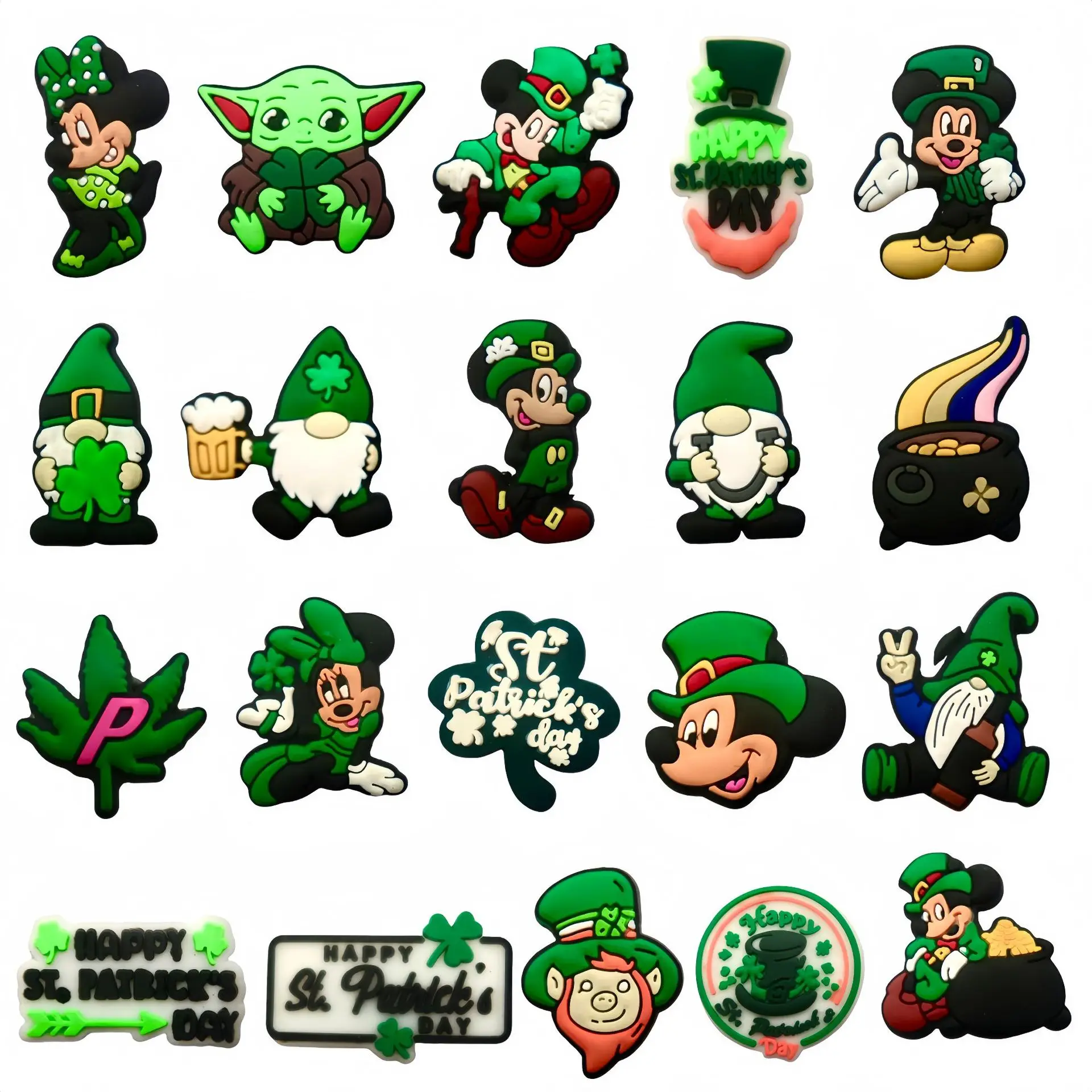 Disney 6-20PCS St.Patrick’s Day Mickey Minnie Shoe Charm Mix Wholesale PVC Decoration Buckle Detachable DIY Waterproof Xmas Gift
Disney 6-20PCS St.Patrick’s Day Mickey Minnie Shoe Charm Mix Wholesale PVC Decoration Buckle Detachable DIY Waterproof Xmas Gift