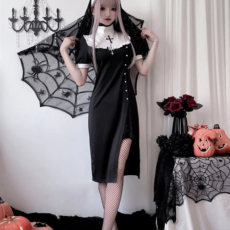Halloween Nun Dress Cross Skirt Dark Gothic Style Performance Costume Women's Dress Stage Performance Traditional Chi...
Halloween Nun Dress Cross Skirt Dark Gothic Style Performance Costume Women's Dress Stage Performance Traditional Chi...