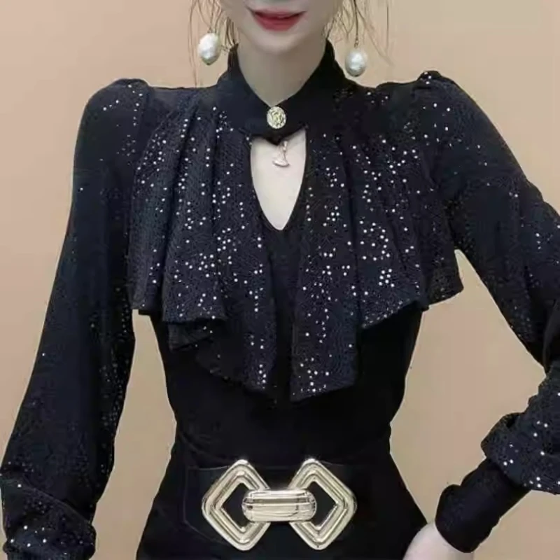 Autumn New fashion Style Sequined Long Sleeved Top Women Slim Fit Hollow Out Sexy Long Sleeved Base Bottom Layer Shirt
Autumn New fashion Style Sequined Long Sleeved Top Women Slim Fit Hollow Out Sexy Long Sleeved Base Bottom Layer Shirt