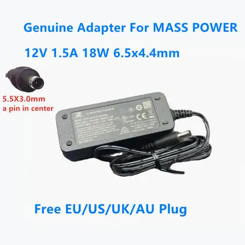 Genuine 12.0V 1.5A 18.0W 5.5x3.0mm MASS POWER S018-1A120150M2 AC Adapter For Power Supply Charger