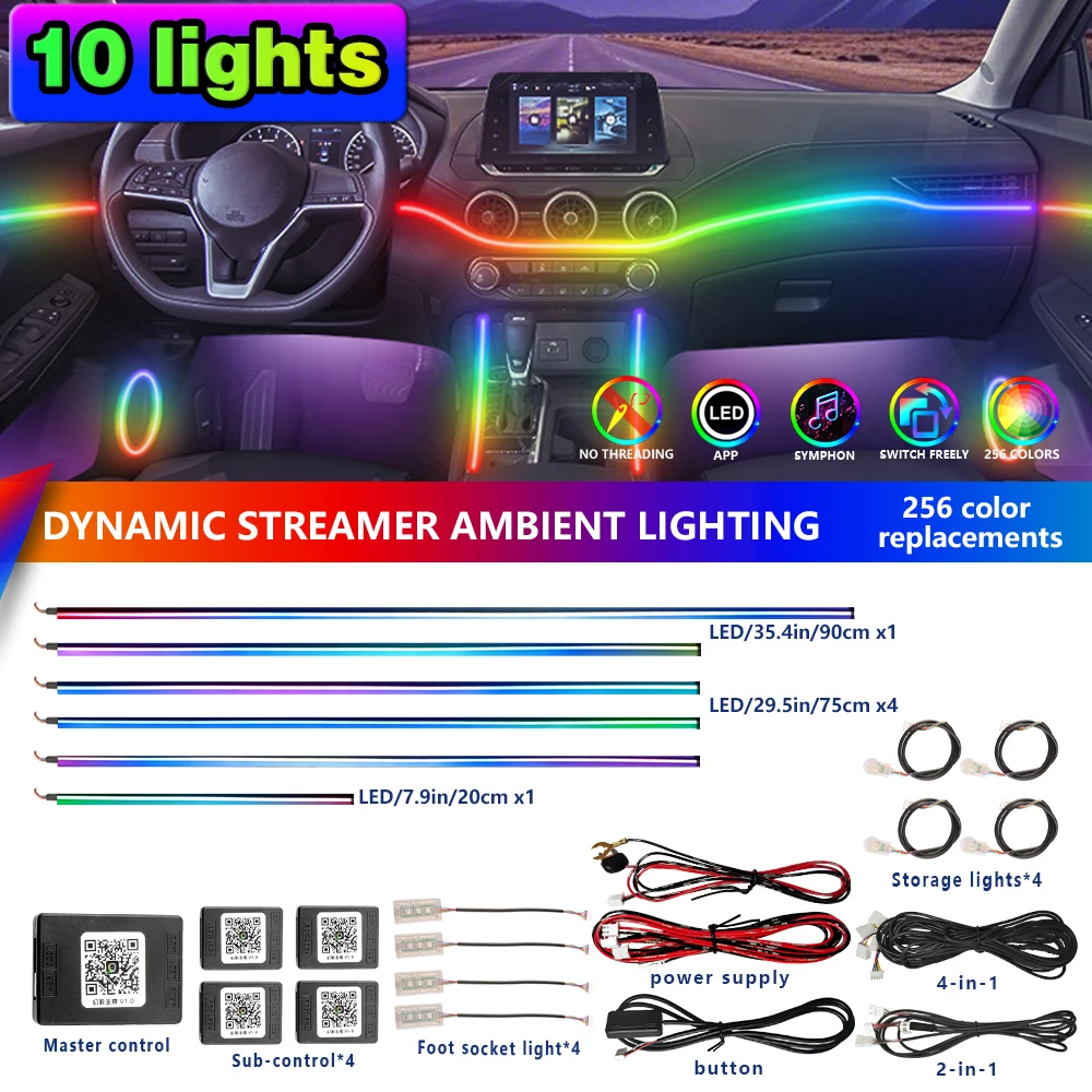 FILIPLI PUniversal Auto Interior App Contro Symphony 64 RGB Неоновая атмосфера Красочная лампа Автомобильный акриловый окружающий свет LED 18 в 1
FILIPLI PUniversal Auto Interior App Contro Symphony 64 RGB Неоновая атмосфера Красочная лампа Автомобильный акриловый окружающий свет LED 18 в 1