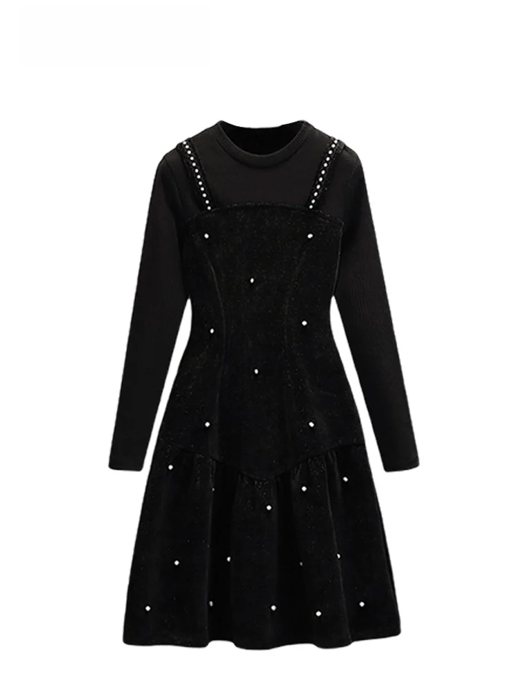 Cara plus Size Velvet Dress Women's Spring Slimming Hepburn Style Little Black Dress High Waist A-Line Skirt Long Sleeve
Cara plus Size Velvet Dress Women's Spring Slimming Hepburn Style Little Black Dress High Waist A-Line Skirt Long Sleeve
