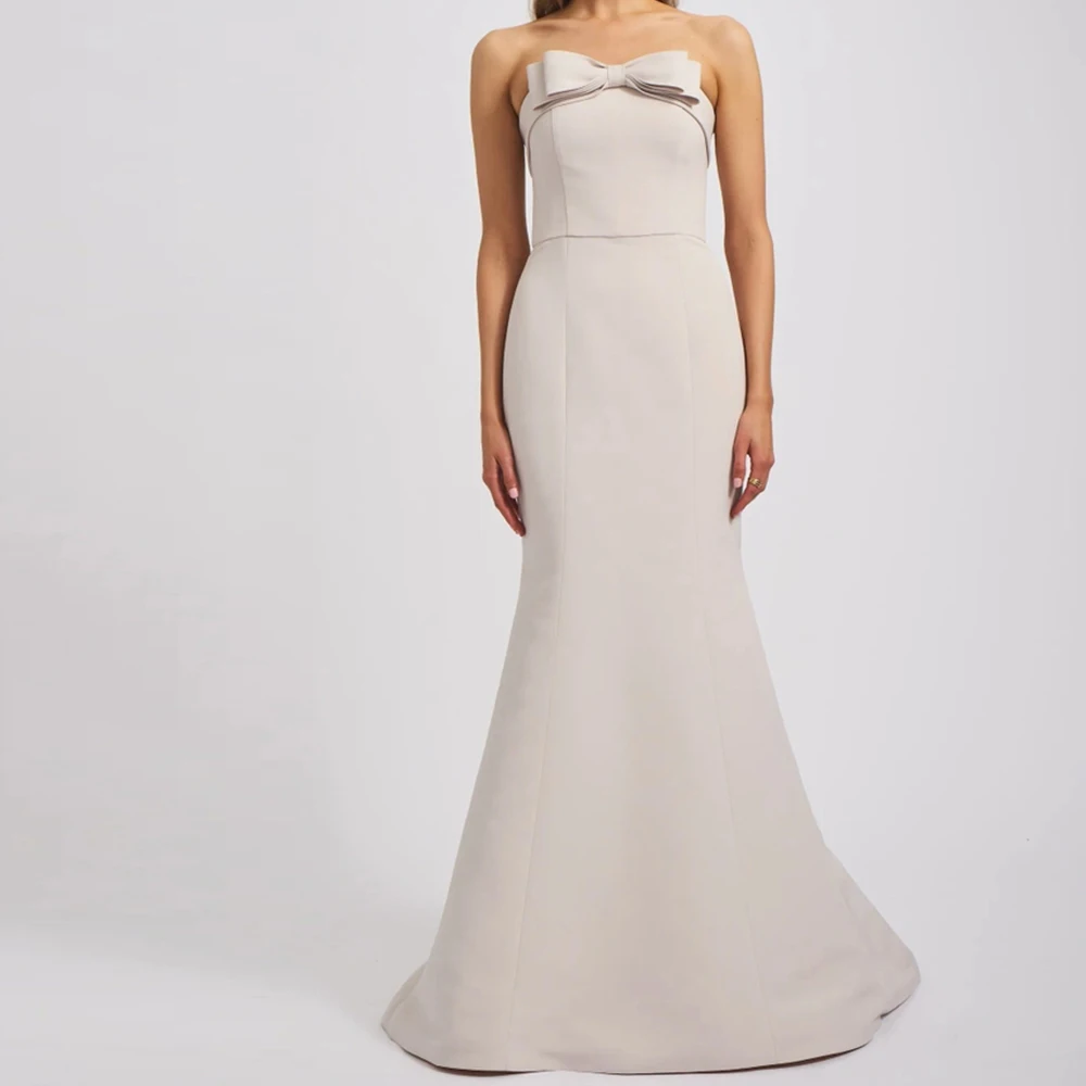 Customized Temperament Bow Jersey Evening Dresses High Quality Strapless Sleeveless Straight Floor Length Special Occasion Gowns
Customized Temperament Bow Jersey Evening Dresses High Quality Strapless Sleeveless Straight Floor Length Special Occasion Gowns