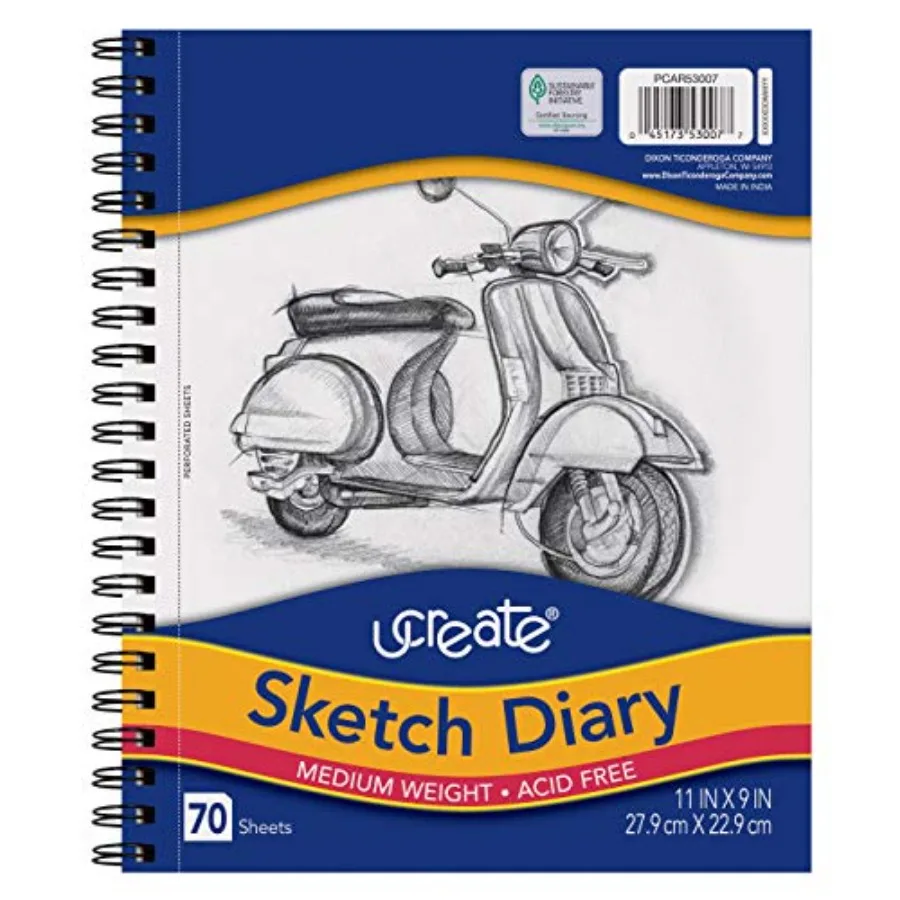 Sketch Diary, Medium Weight, 11" x 9", 70 Sheets PCAR53007
Sketch Diary, Medium Weight, 11" x 9", 70 Sheets PCAR53007