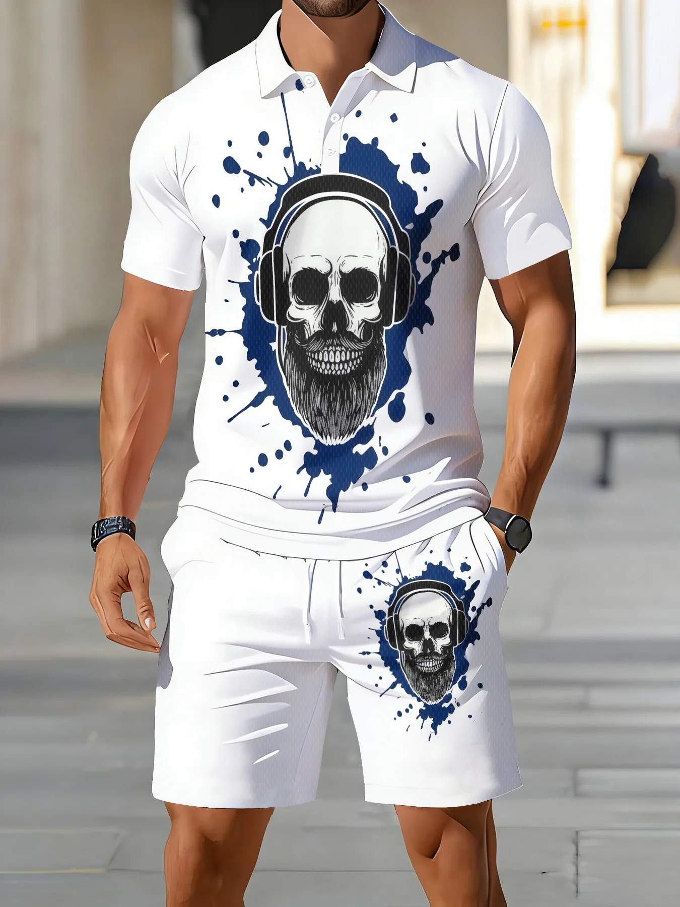 2026 Summer American Men's Short-Sleeved Polo Shirt Set - Casual Fashionable Comfortable with 3D Skull Pattern Print
2026 Summer American Men's Short-Sleeved Polo Shirt Set - Casual Fashionable Comfortable with 3D Skull Pattern Print