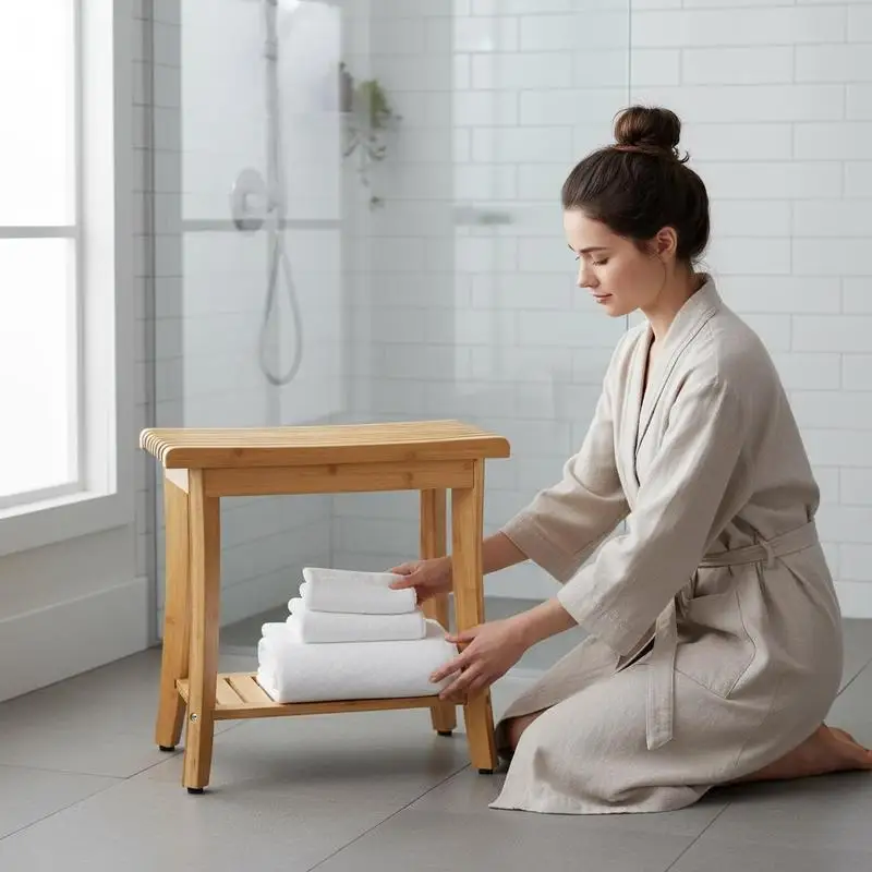 Bamboo shower bench, 48.6 x 28.6 x 46.6 cm, waterproof shower stool with storage handle, 150 kg load capacity, spa bathtub seat organizer, for adults, seniors, women, elderly people, indoor and outdoor use
Bamboo shower bench, 48.6 x 28.6 x 46.6 cm, waterproof shower stool with storage handle, 150 kg load capacity, spa bathtub seat organizer, for adults, seniors, women, elderly people, indoor and outdoor use