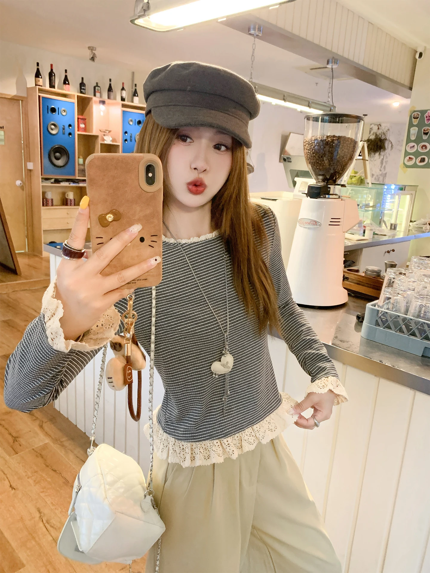 Zeng Xiao Salted Long Sve Женская футболка с кружевной отделкой Fit Base irt Корейская полосатая кружевная внутренняя одежда Ранняя осень Топ
Zeng Xiao Salted Long Sve Женская футболка с кружевной отделкой Fit Base irt Корейская полосатая кружевная внутренняя одежда Ранняя осень Топ