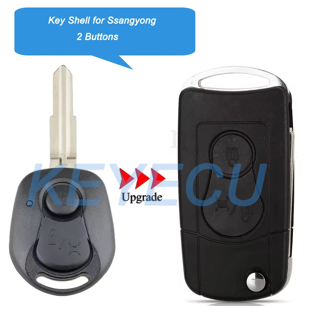 Flip Upgrded Remote Key Shell Case 2 Buttons for Ssangyong Korando Actyon Rexton 2011 2012 - 2018 Switchblade with uncut Blade
Flip Upgrded Remote Key Shell Case 2 Buttons for Ssangyong Korando Actyon Rexton 2011 2012 - 2018 Switchblade with uncut Blade