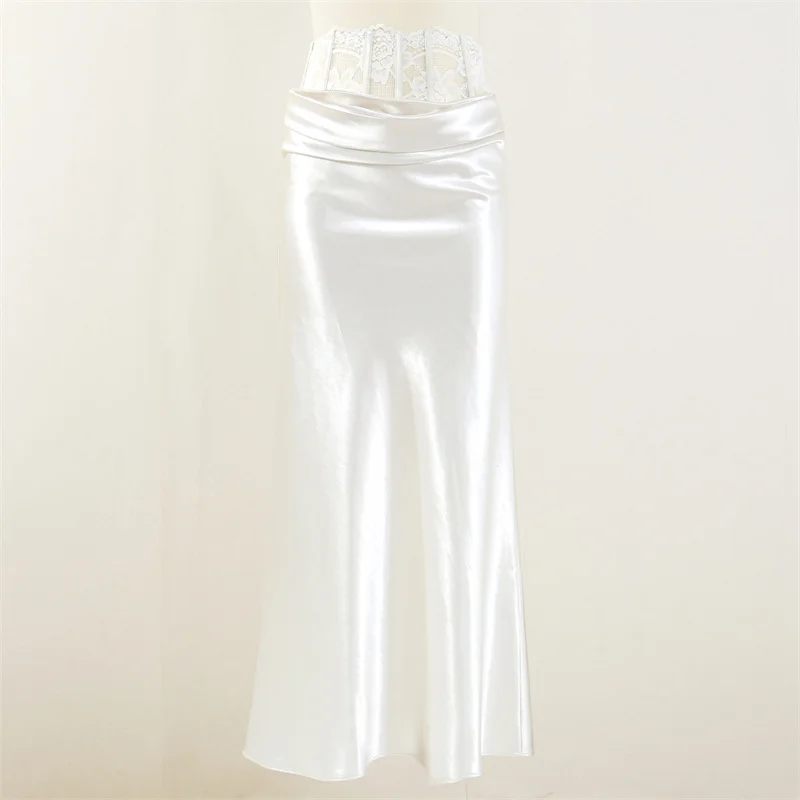 Women's skirt New lace fishbone patchwork long skirt for autumn 2025 High waisted slim women's half skirt Satin fishtail skirt
Women's skirt New lace fishbone patchwork long skirt for autumn 2025 High waisted slim women's half skirt Satin fishtail skirt