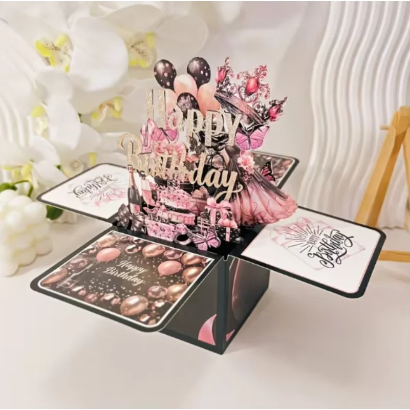 1Pc Pink Black Princess Style 3D Pop-Up Birthday Card, Creative Pop-Up Greeting Card, Gift for Friends Girlfriend
1Pc Pink Black Princess Style 3D Pop-Up Birthday Card, Creative Pop-Up Greeting Card, Gift for Friends Girlfriend
