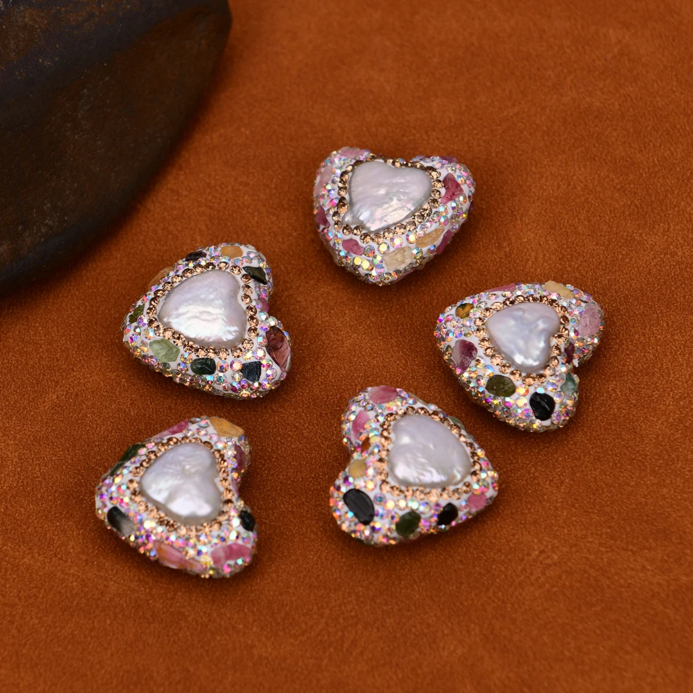 10 Pcs Cultured White Keshi Heart Pearl Crystal CZ Tourmaline Paved Loose Beads Spacer Beads For Necklace Jewelry DIY
10 Pcs Cultured White Keshi Heart Pearl Crystal CZ Tourmaline Paved Loose Beads Spacer Beads For Necklace Jewelry DIY