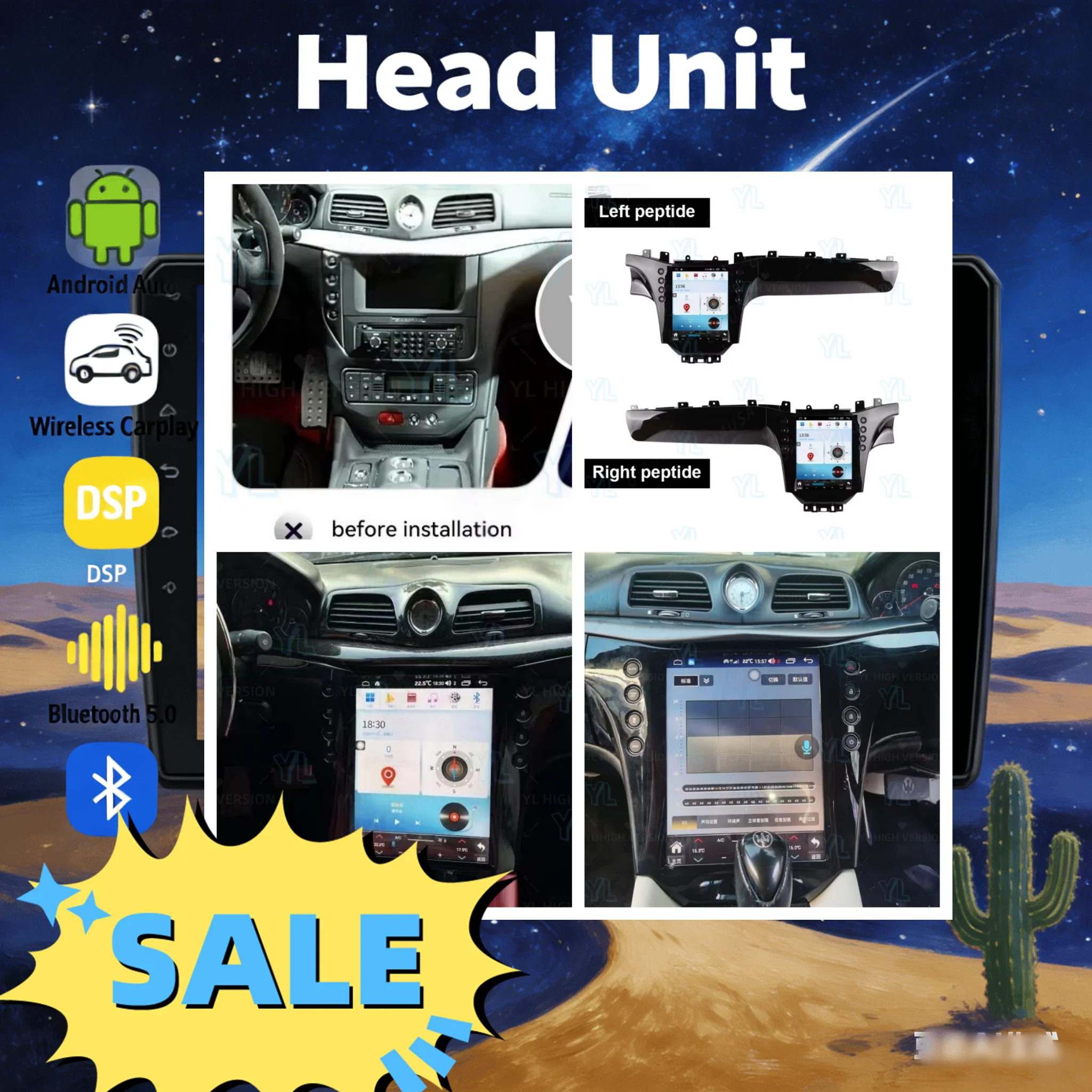 Беспроводной CarPlay Android 14 для Maserati GT/GC GranTurismo, сенсорный экран, черный мультимедийный проигрыватель, автомобильная GPS-навигация, головное устройство 4G
Беспроводной CarPlay Android 14 для Maserati GT/GC GranTurismo, сенсорный экран, черный мультимедийный проигрыватель, автомобильная GPS-навигация, головное устройство 4G