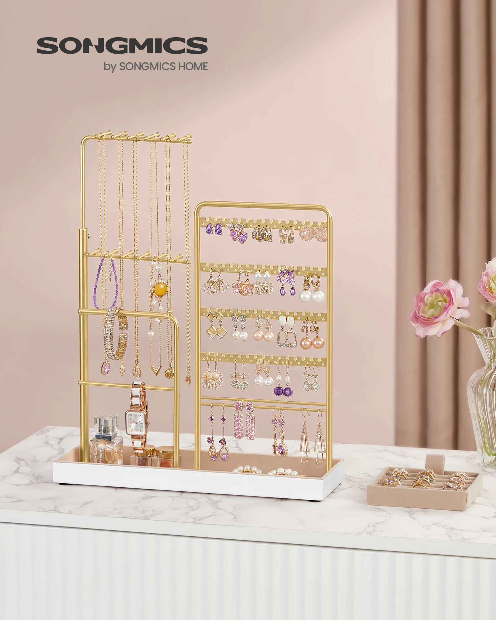 SONGMICS Jewelry Holder, Jewelry Storage Organizer Stand with Metal Frame, Velvet Tray, 12.1 to 18.7 Inches Tall Height Adjustab
SONGMICS Jewelry Holder, Jewelry Storage Organizer Stand with Metal Frame, Velvet Tray, 12.1 to 18.7 Inches Tall Height Adjustab