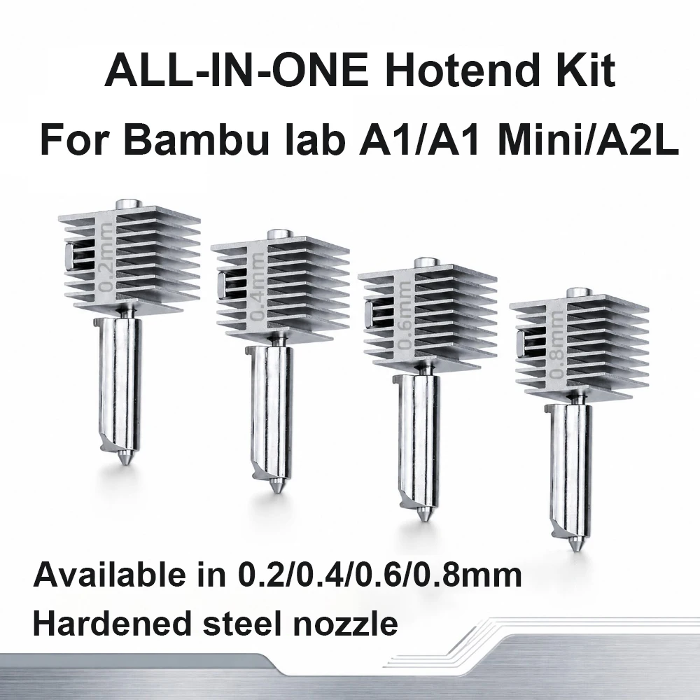 For Bambu Lab A1 / A1 Mini / A2L Hotend Assembly with Hardened Steel Nozzle & Silicone Socks for Bambulab A1 Mini A2L Parts
For Bambu Lab A1 / A1 Mini / A2L Hotend Assembly with Hardened Steel Nozzle & Silicone Socks for Bambulab A1 Mini A2L Parts