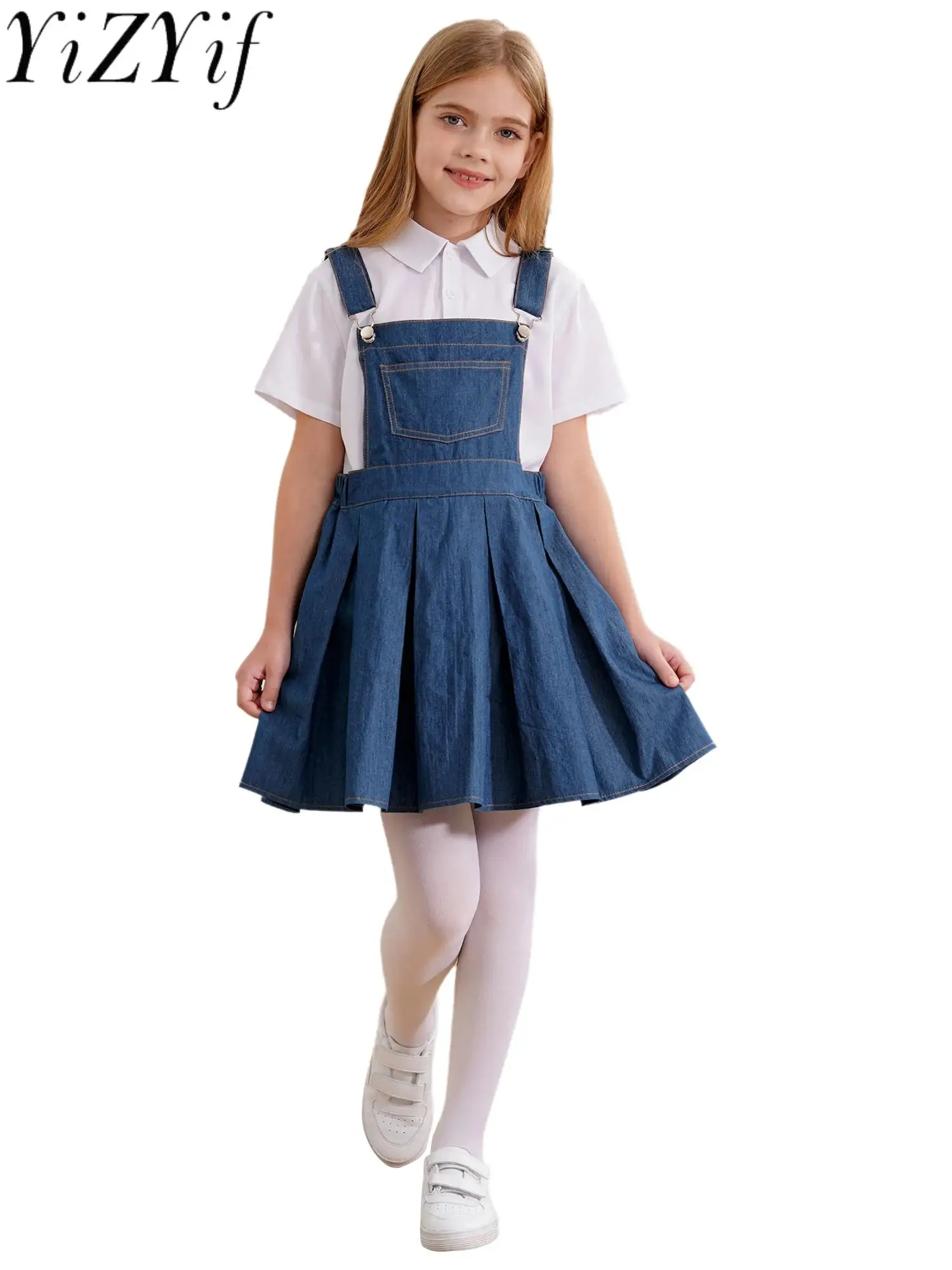 Girls Denim Overalls Dress Summer Sleeveless Bib Adjustable Strap Rompers Jeans Dresses Pleated Suspender Casual Overalls Dress 
Girls Denim Overalls Dress Summer Sleeveless Bib Adjustable Strap Rompers Jeans Dresses Pleated Suspender Casual Overalls Dress