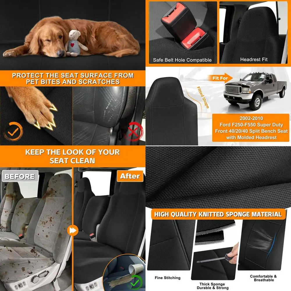 Truck Seat Cover Compatible with 2002-2010 Ford F250-F550 Super Duty Front 40/20/40 Split Bench Seat with Molded Headrest, Heavy
Truck Seat Cover Compatible with 2002-2010 Ford F250-F550 Super Duty Front 40/20/40 Split Bench Seat with Molded Headrest, Heavy