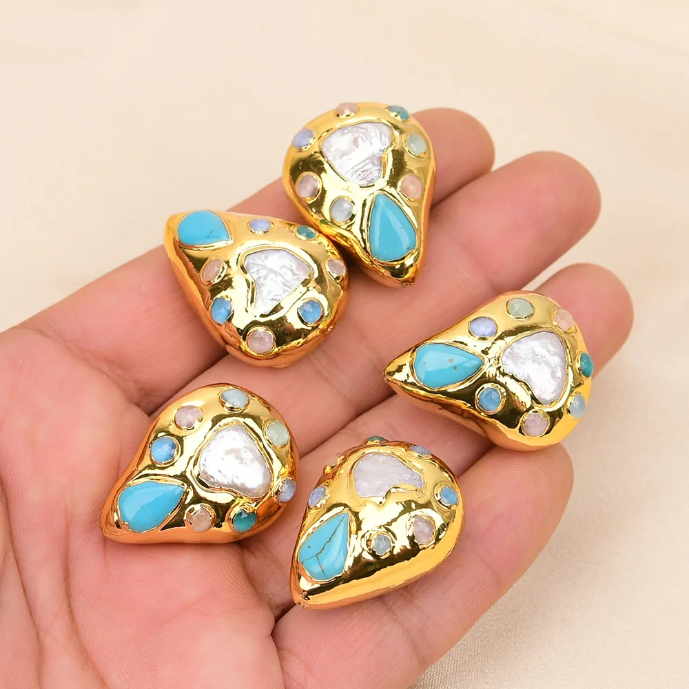 APDGG 5 Pcs Cultured White Heart Pearl Blue Stone Spacer Loose Beads Accessories Jewelry Findings DIY
APDGG 5 Pcs Cultured White Heart Pearl Blue Stone Spacer Loose Beads Accessories Jewelry Findings DIY