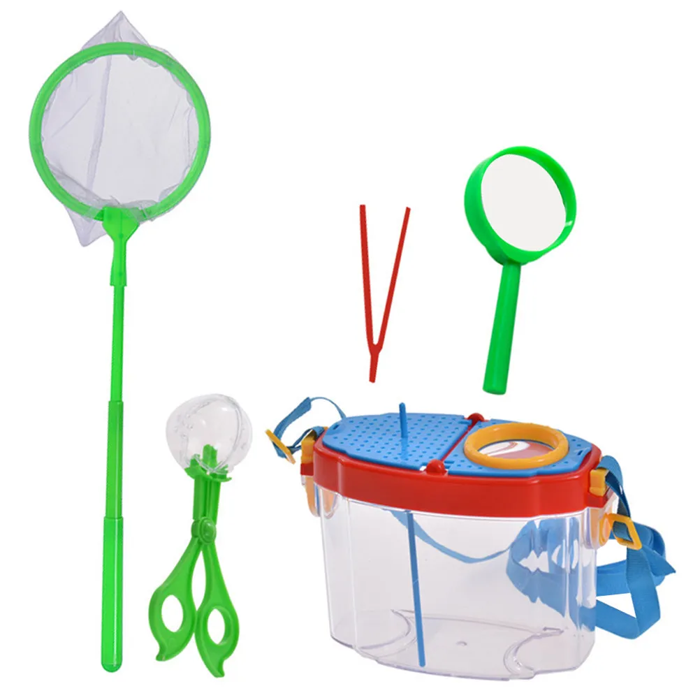 1Set Kids Insect Observation Box with Flip Lid Magnifier Viewer Set for Butterfly Dragonfly Grasshopper Study Science Learning