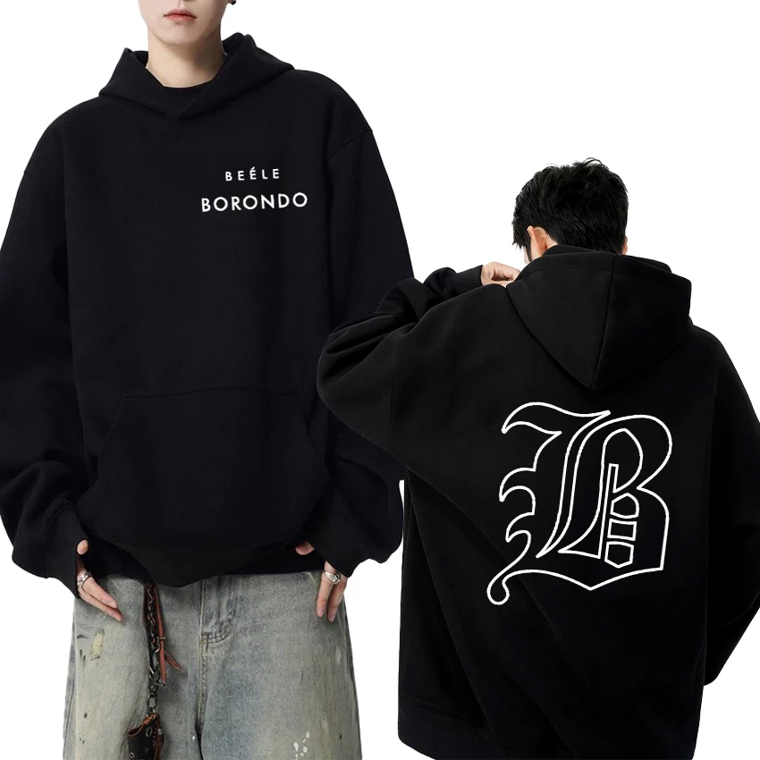 Hot Rapper BEELE Borondo Double Sided Logo printed black Hoodies Unisex vintage hip hop streetwear Men women Fleece Sweatshirt
Hot Rapper BEELE Borondo Double Sided Logo printed black Hoodies Unisex vintage hip hop streetwear Men women Fleece Sweatshirt