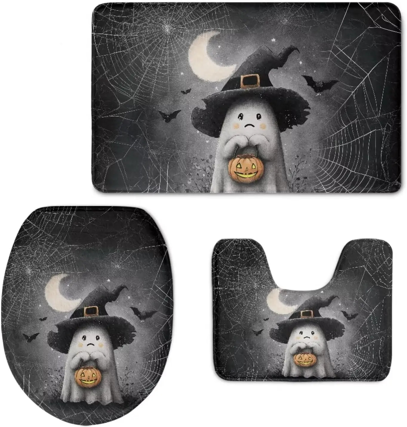 3 шт., туалетный набор «Призрак ведьмы» на Хэллоуин, серый принт паутины, впитывающий мягкий моющийся в машине, жуткий домашний декор
3 шт., туалетный набор «Призрак ведьмы» на Хэллоуин, серый принт паутины, впитывающий мягкий моющийся в машине, жуткий домашний декор
