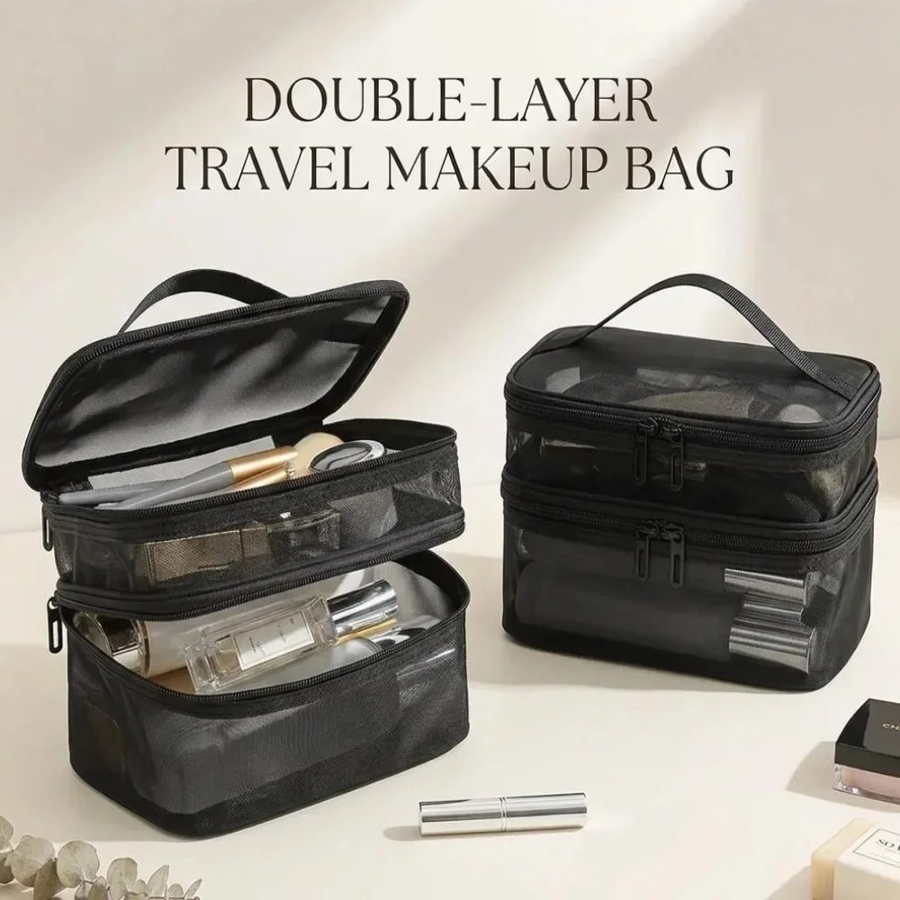 Handheld Mesh Makeup Bag Double Layer Large Capacity Storage Bag Dual Openings Wash Bag Breathable Cosmetic Bag Toiletry Bag
Handheld Mesh Makeup Bag Double Layer Large Capacity Storage Bag Dual Openings Wash Bag Breathable Cosmetic Bag Toiletry Bag