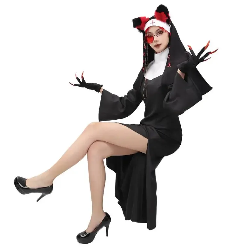 WENAM Nun Alastor Косплей Костюм монахини для женщин и взрослых Хэллоуин Карнавальный костюм Платье Вуаль Головной убор с ушками Аксессуар наряд
WENAM Nun Alastor Косплей Костюм монахини для женщин и взрослых Хэллоуин Карнавальный костюм Платье Вуаль Головной убор с ушками Аксессуар наряд