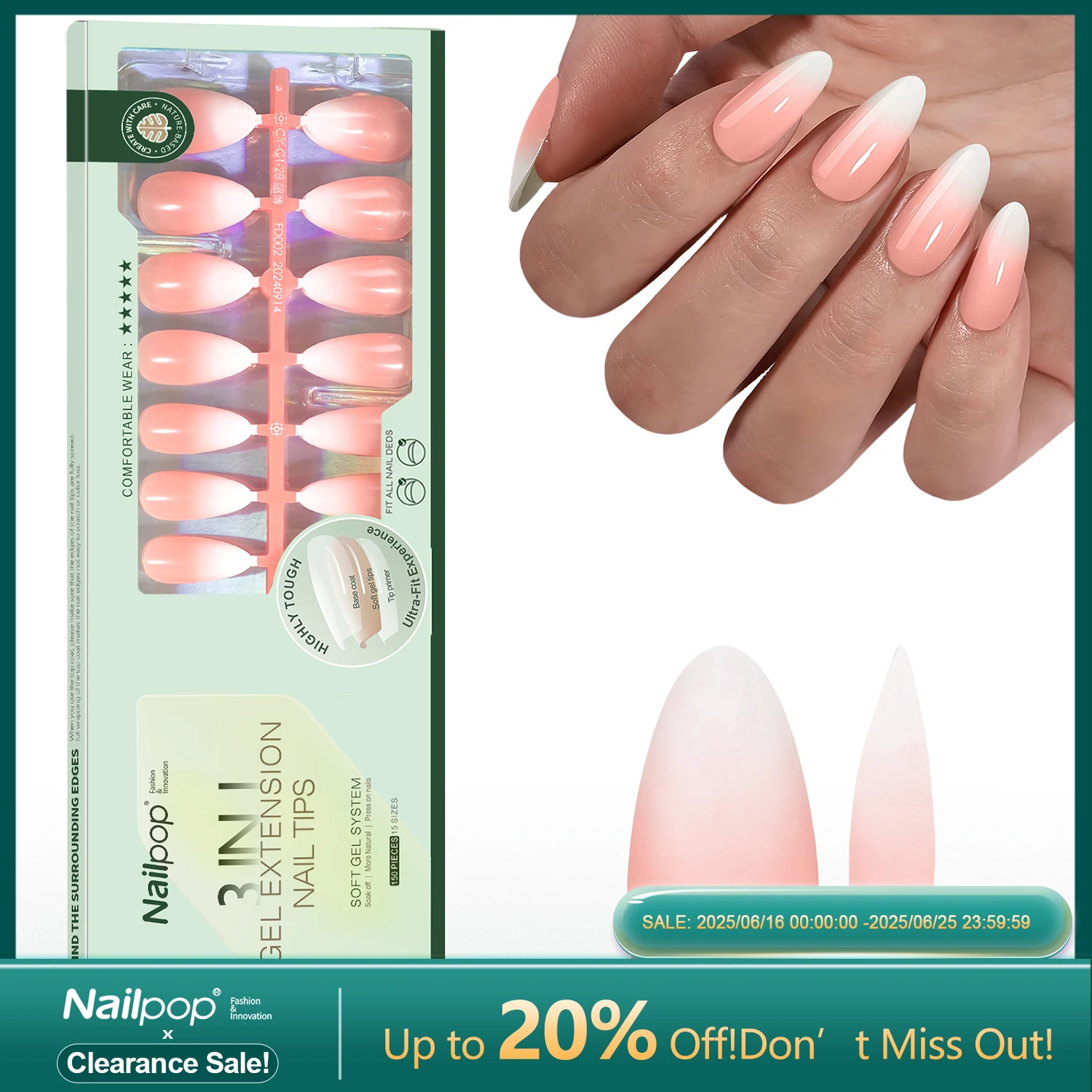 Nailpop телесного цвета с эффектом омбре, накладные ногти среднего миндаля, градиентные глянцевые мягкие гелевые кончики ногтей, акриловые ногти для маникюра
Nailpop телесного цвета с эффектом омбре, накладные ногти среднего миндаля, градиентные глянцевые мягкие гелевые кончики ногтей, акриловые ногти для маникюра
