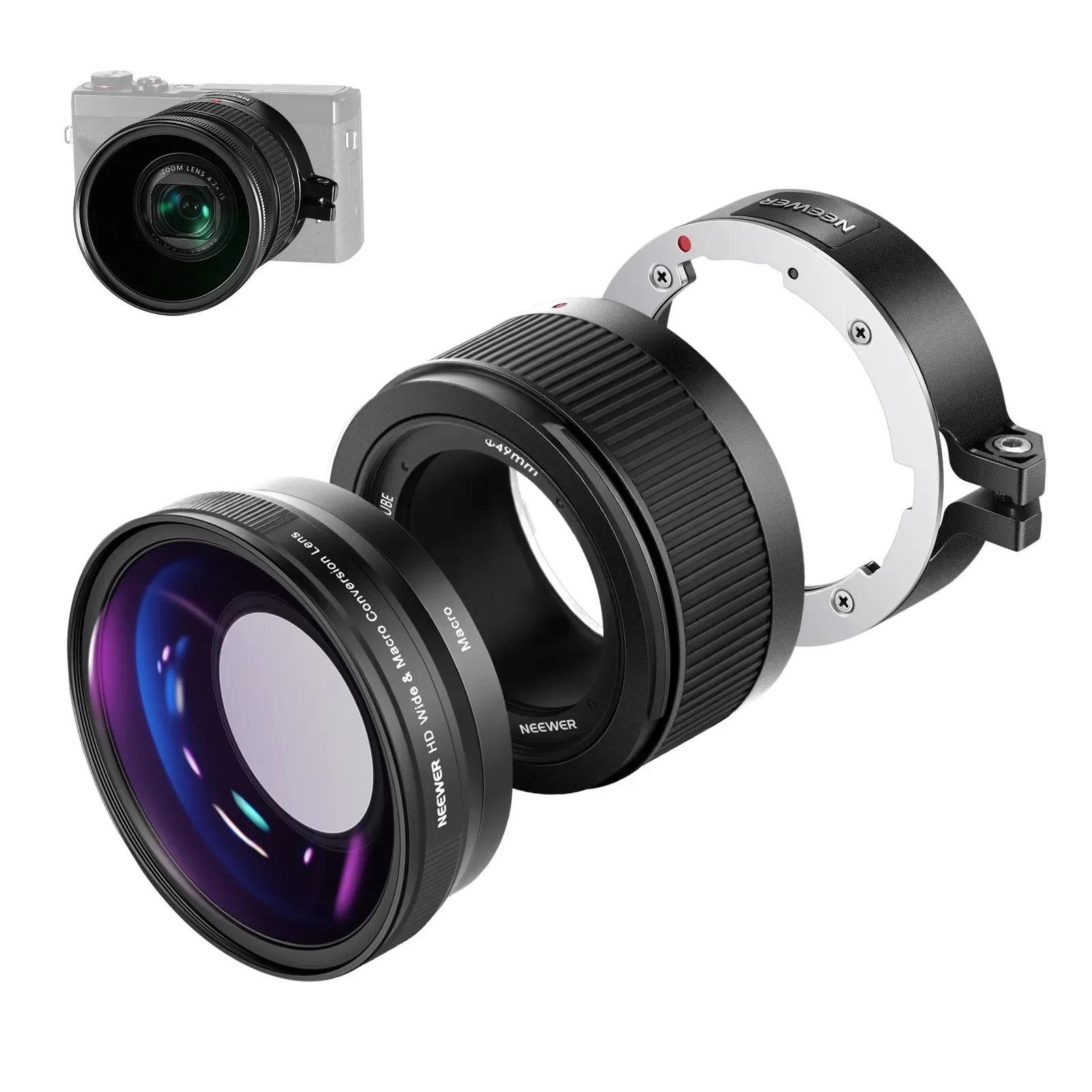 NEEWER Wide Angle Lens Compatible With Canon G7X Mark III Camera, 2 In 1 18mm HD Wide Angle & 10x Macro Additional Lens
NEEWER Wide Angle Lens Compatible With Canon G7X Mark III Camera, 2 In 1 18mm HD Wide Angle & 10x Macro Additional Lens