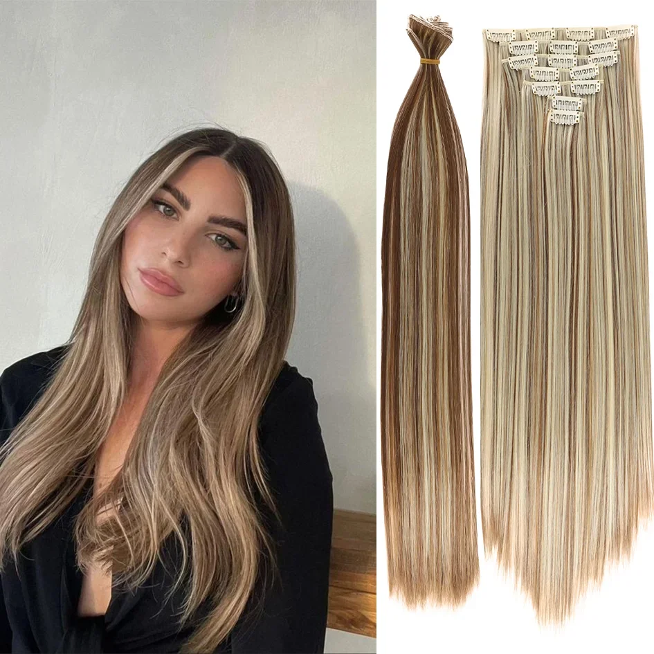 Synthetic 7 pieces/set, 20inch/30inch straight hair extensions, hair clips, female hair accessories, extended extensions
Synthetic 7 pieces/set, 20inch/30inch straight hair extensions, hair clips, female hair accessories, extended extensions