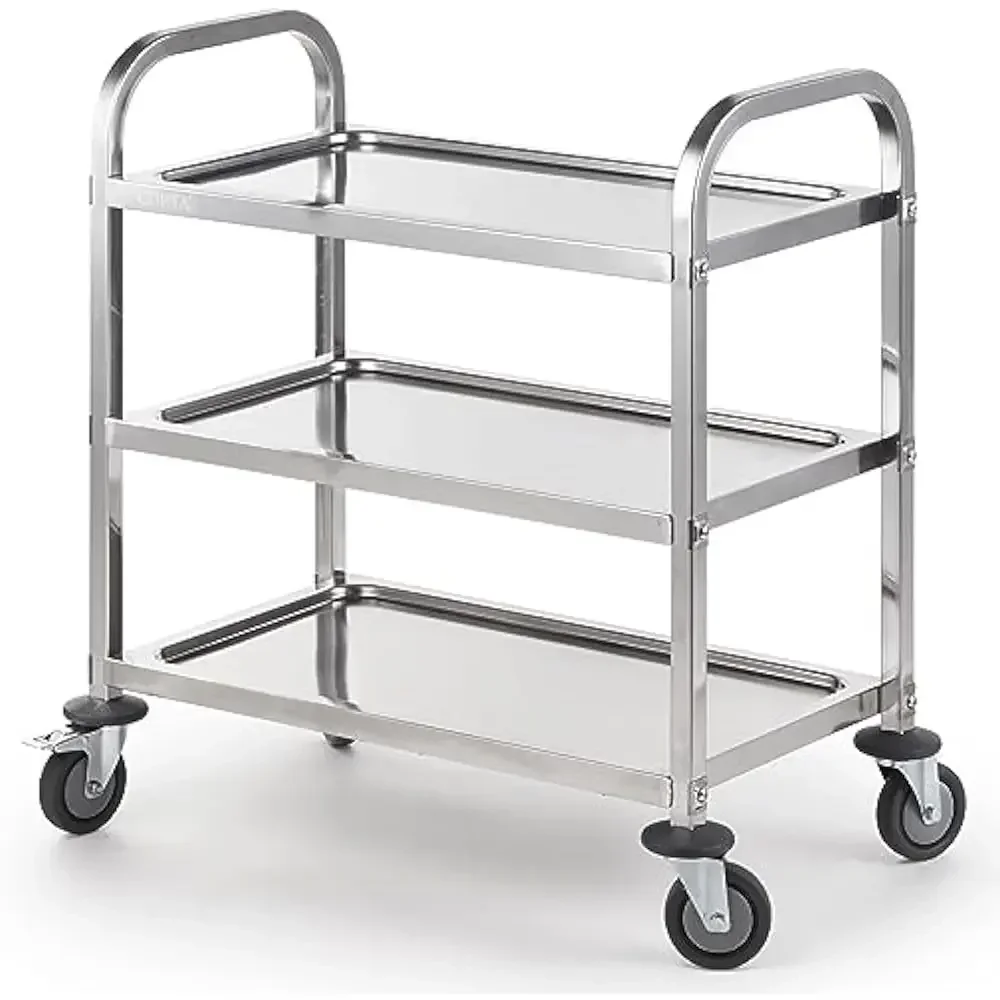 Stainless Steel Serving Trolley, Tiered Shelf Kitchen Utility Cart, Rolling Casters Brake Wheel, Commercial Pro, Hotel Trolley 
Stainless Steel Serving Trolley, Tiered Shelf Kitchen Utility Cart, Rolling Casters Brake Wheel, Commercial Pro, Hotel Trolley
