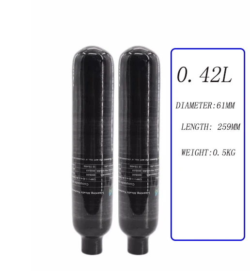 4500Psi 30Mpa 0.42L 420cc Carbon Fiber Cylinder Steel Bottle Portable Tank M18*1.5 Thread
4500Psi 30Mpa 0.42L 420cc Carbon Fiber Cylinder Steel Bottle Portable Tank M18*1.5 Thread