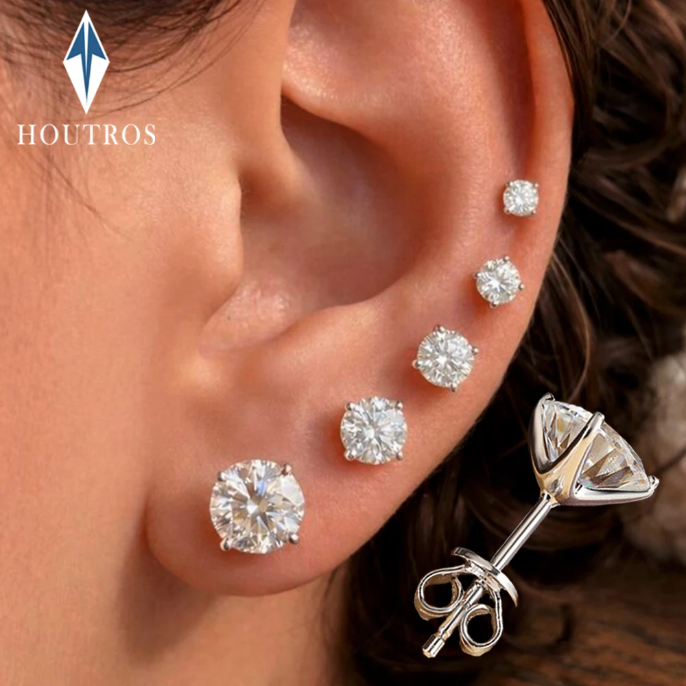 0.2-3CT Round Cut Solitaire Stud Earrings for Women Sparkling Classic 4 Prong Lab Diamond Ear Studs S925 Silver Wedding Jewelry
0.2-3CT Round Cut Solitaire Stud Earrings for Women Sparkling Classic 4 Prong Lab Diamond Ear Studs S925 Silver Wedding Jewelry