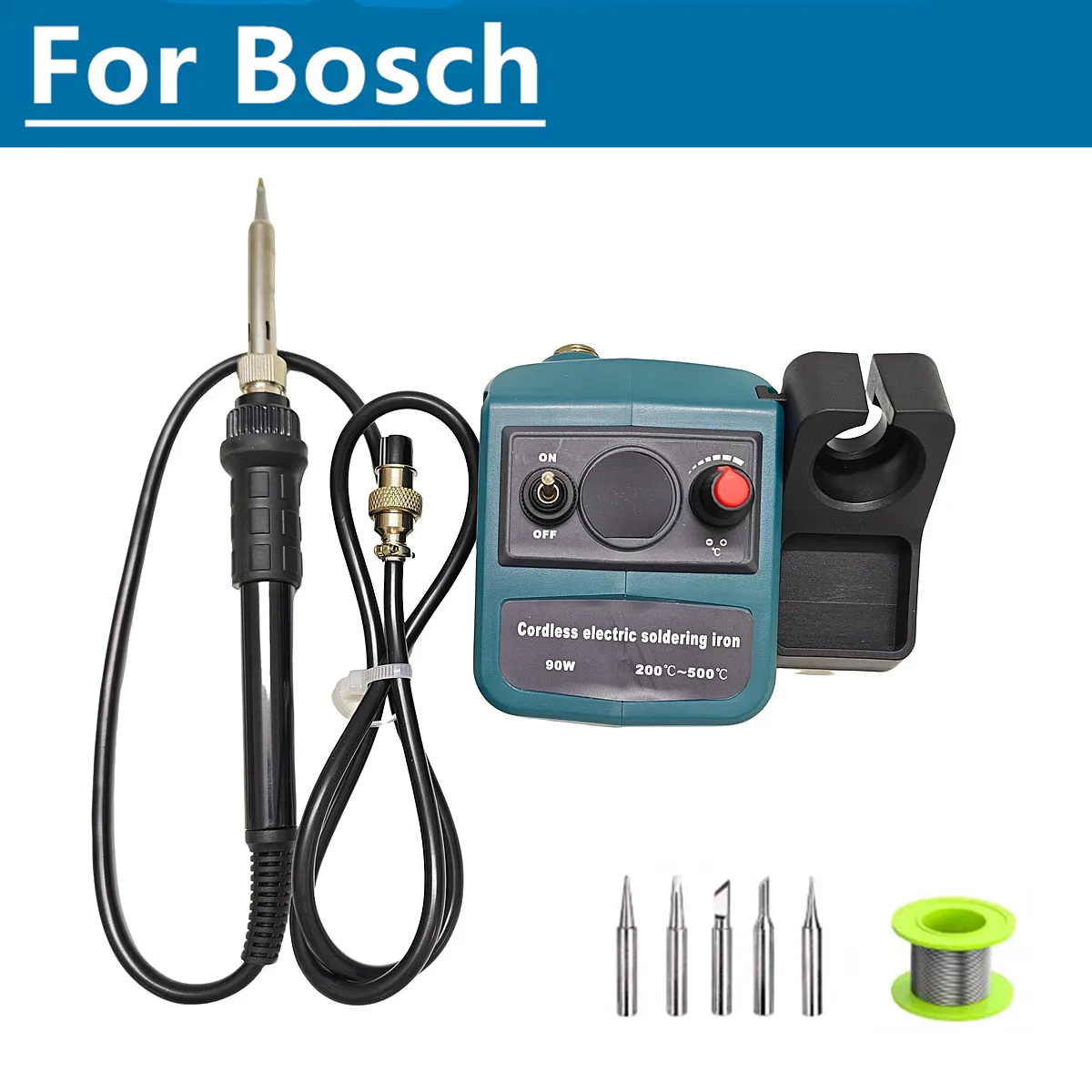 For Bosch 18V Battery Cordless Electric Soldering Iron 90W 200-500℃ Adjustment With 5 Tips Welding Gun Torch Repair Power Tool
For Bosch 18V Battery Cordless Electric Soldering Iron 90W 200-500℃ Adjustment With 5 Tips Welding Gun Torch Repair Power Tool